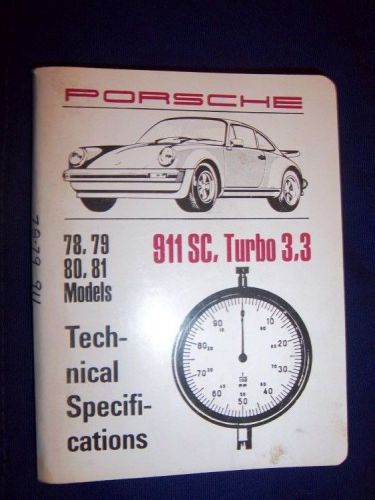 Porsche technical specifications booklet for 1978 - 81 911sc 930 turbo 3.3