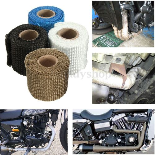 Titanium exhaust header heat wrap 1m 2&#034; manifold downpipe tape blue black white