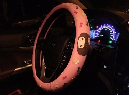 1pcs cartoon fashion doll car auto series steering wheel cover pink