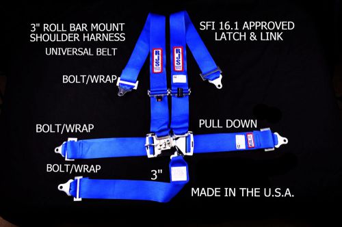 Rjs racing sfi 16.1 latch &amp; link harness 5 pt universal belt blue 1128903