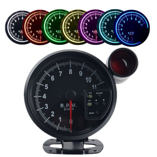 Tachometer 5&#034; 12v black car rpm 11000k  meter gauge 7 color led shift light kits