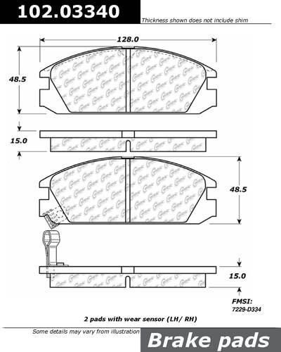 Centric 102.03340 brake pad or shoe, front-c-tek metallic brake pads