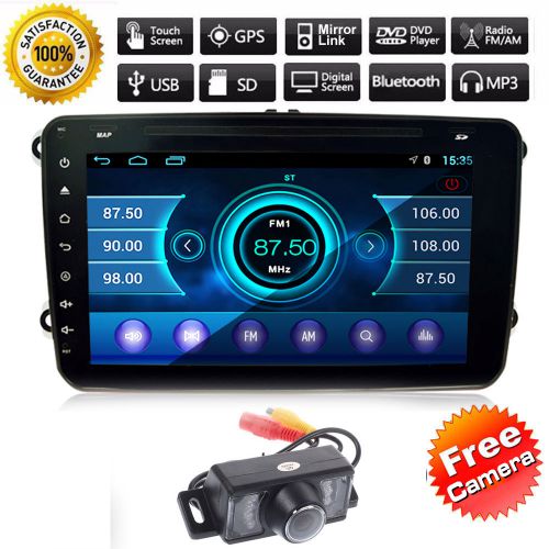 Free cam+canbus for vw car stereo dvd player android 4.4 gps mirror link  audio