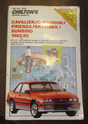 Chilton cavalier cimarron sunbird firenza skyhawk 1982-92 repair tune-up guide