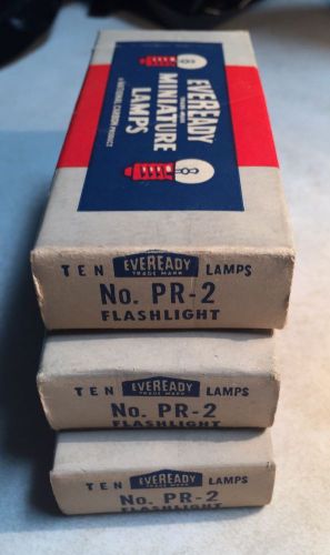 30 vintage pr-2 lamp eveready miniatur flashlight bulbs 3 original boxes new-old