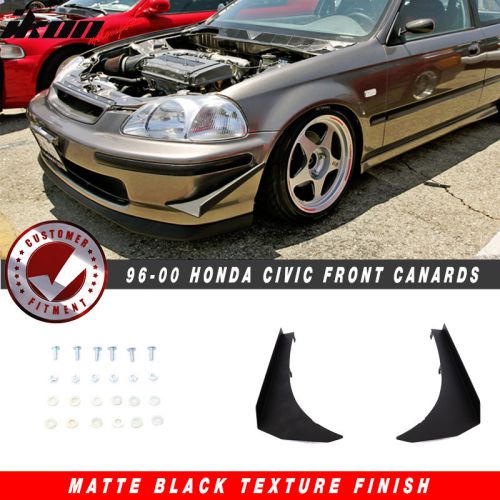 96-00 honda civic ikon style front bumper canards black aluminum