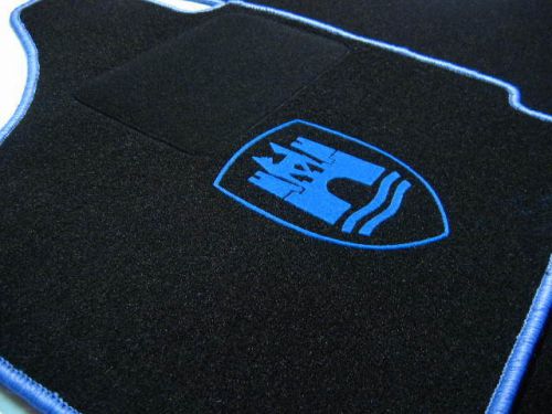 Black/light blue wolfsburg floor mats for vw karmann ghia type 14 coupe