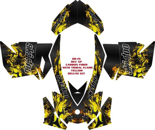 Snowmobile ski doo wrap kit rev,xp, xr,xs,xm 03-16 carbon fiber with flame basic