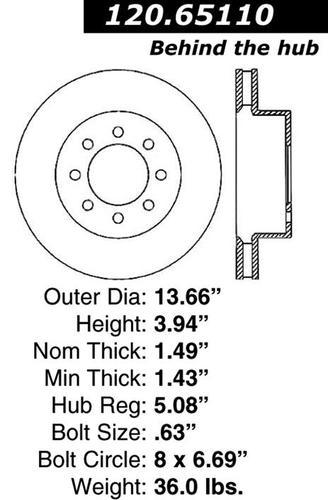 Centric 120.65110 front brake rotor/disc-premium rotor-preferred