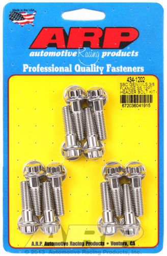 Sbc/geniii ls 3/8 flange ss 12pt header bolt kit arp 434-1202