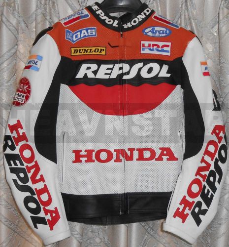 Honda repsol motorbike racing leather jacket mens sizes &amp; free shipping usa
