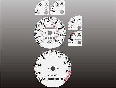 1986-1988 mazda rx7 turbo fc instrument cluster white face gauges 86-88