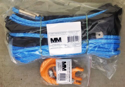 Mean mother synthetic sk75 dyneema 3/8&#034; x 100&#039; winch line rope w/hook, 18,000-lb