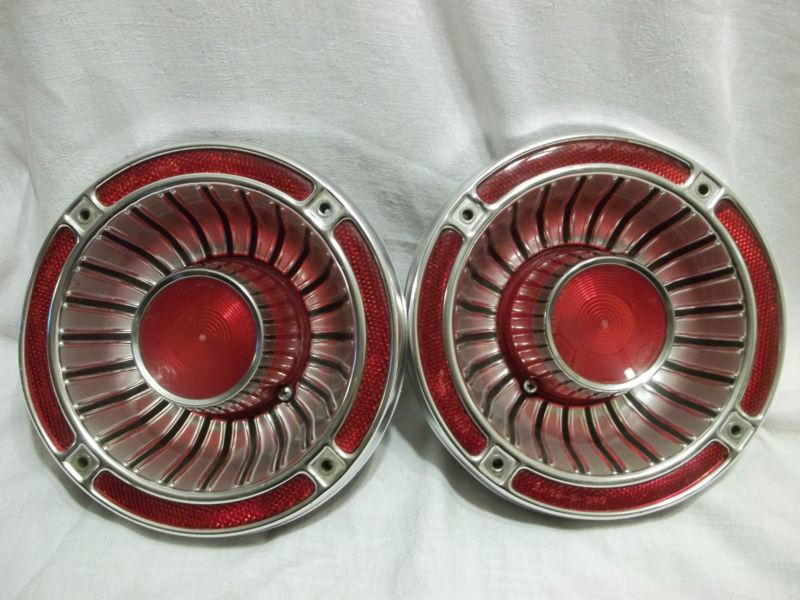 1963 pair ford fairlane 500 tail light lamps housings sae tsd 63 fe