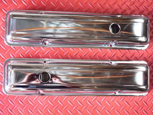 Valve cover set chrome sbc offset hole 55 56 57 chevrolet  tri 5 years old style