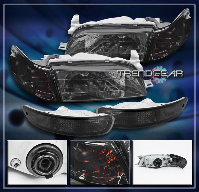 93-97 toyota corolla crystal head light+corner+bumper signal lamp smoke 94 95 96