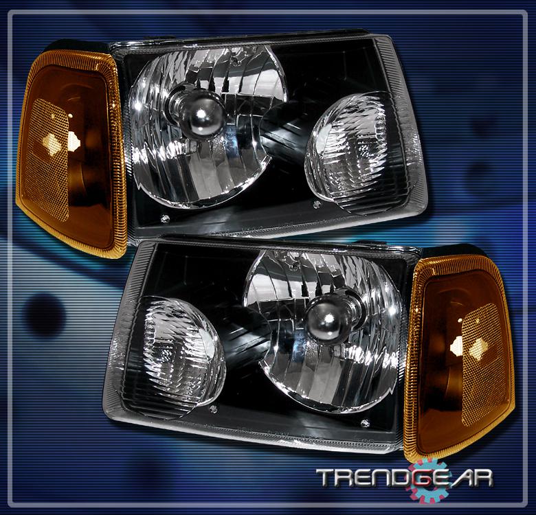 01-11 ford ranger pickup crystal headlight+corner signal black 04 05 06 07 08 09
