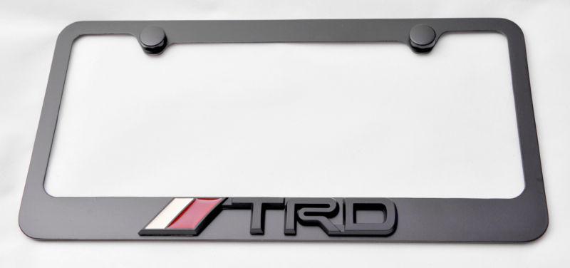 Trd 3d black emblem steel license plate frame black new 