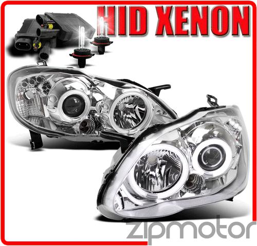 2003-2008 toyota corolla ccfl halo projector headlights+hid 6000k 2005 2006 2007