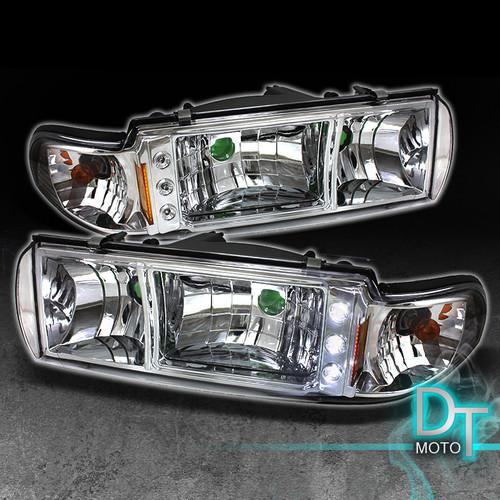 91-96 chevy caprice impala drl led headlights w/built in corner signal lights