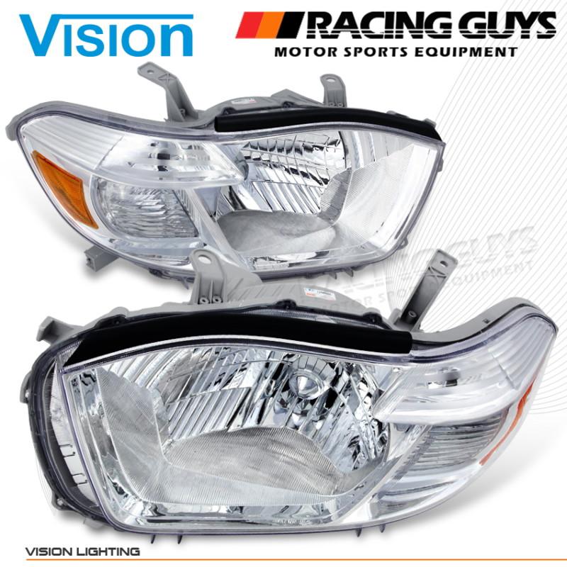 08-10 toyota highlander vision euro chrome head lights+amber reflector corner