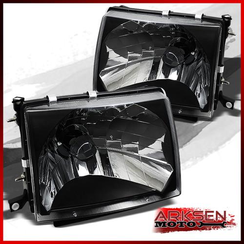 97-00 tacoma pickup 2/4wd black headlights lamps direct replacement pair set