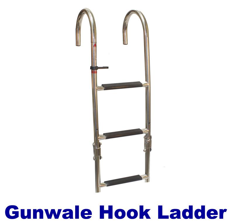 3-step stainless steel gunwale hook boat boarding ladder