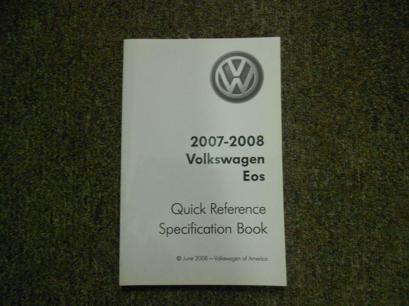 2007 08 vw eos quick reference specification service repair shop manual oem x