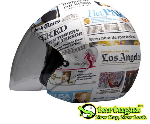 Brand new open face motorcycle tortugaz newspaper helmet cover style 