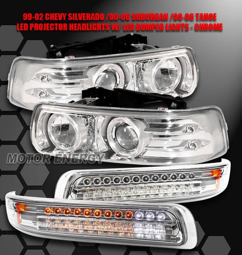 1999-2006 silverado tahoe suburban halo led projector head light+bumper lamp set