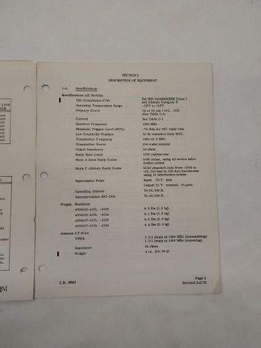 Bendix tpr-640 atc transponder system installation manual-original