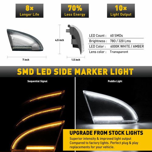 For 09-22 dodge ram chrome dual color led side mirror puddle light signal lamps