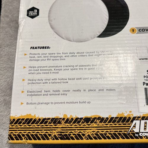 Adco 1757 polar white vinyl tire cover j - fits 27&#034; diameter wheel