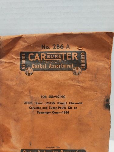 Nos 1956 corvette &amp; passenger cars carter carburetor gasket kit, 286a. b104