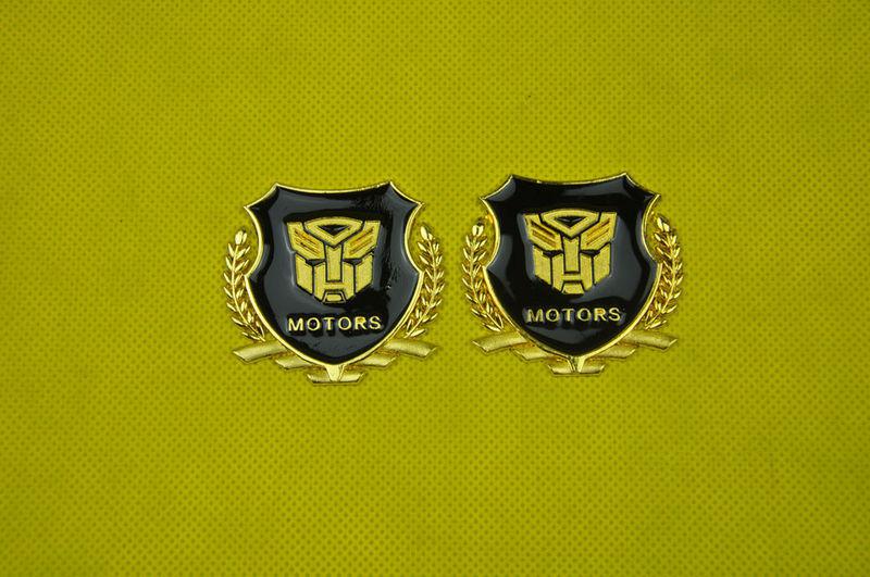 2x gold transformers autobot car chrome metal side trunk badge sticker emblem 3d