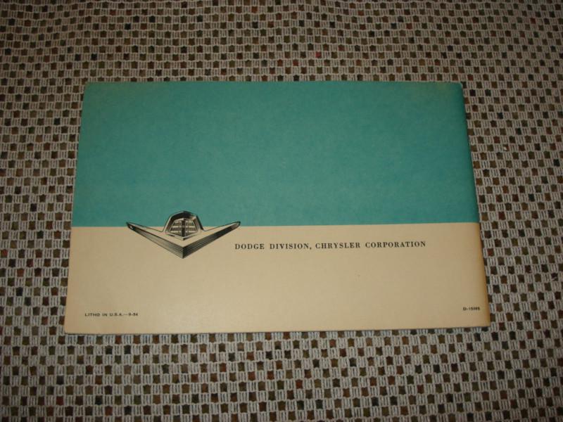 Find 1955 DODGE OWNERS MANUAL ORIGINAL GLOVE BOX BOOK RARE!! in Carl ...