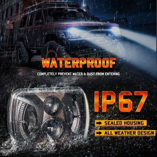 For jeep cherokee xj 1984-2001/wrangler yj 2pc 7x6&#034;inch hi lo drl led headlight