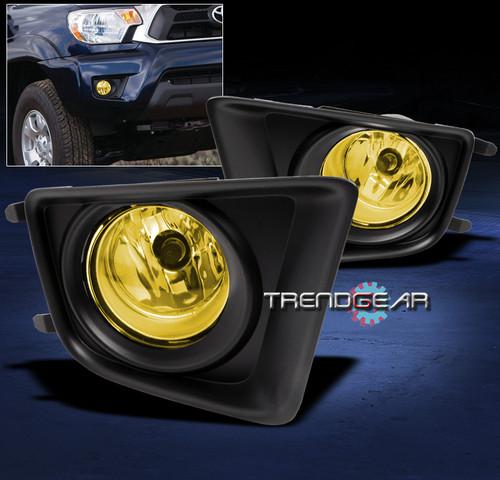 12-13 toyota tacoma pickup bumper driving yellow fog lights+cover+harness+switch