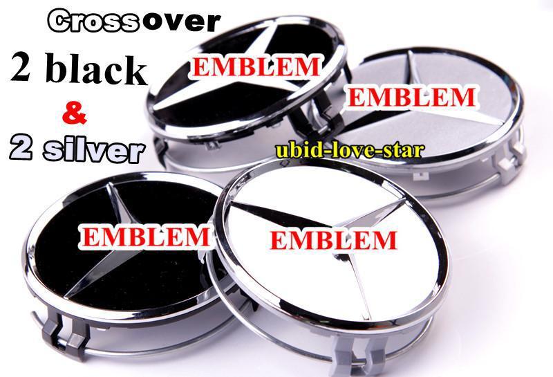 Crossover silver black benz  mercedes wheel center hub caps e s cl ml sl clk slk