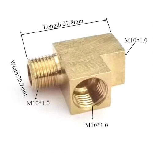 M10 m10x1 x1.0 street tee male run double female fitting adapter connector brass