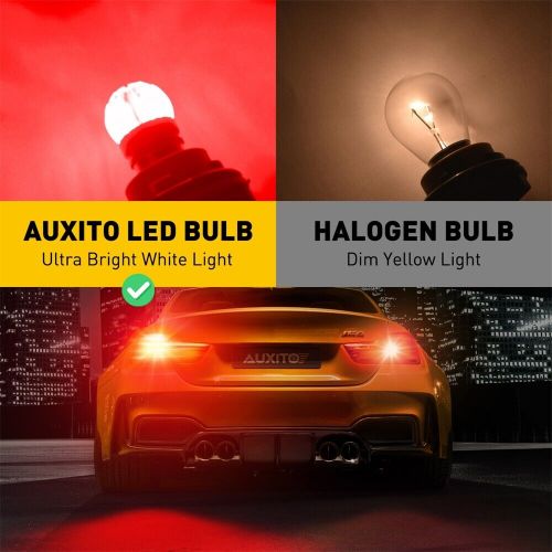 Auxito led brake stop tail light bulbs lamps pure red 1157 7528 2357 2057 12499