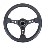 Deep dish steering wheel 350mm black leather black center r$t-006b₭,new