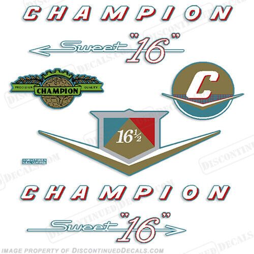 Fits champion sweet 16 outboard motor engine decals