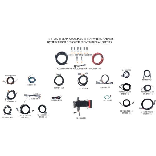 Promax plug-n-play wiring harness - battery front – dedicated front – mid bottl