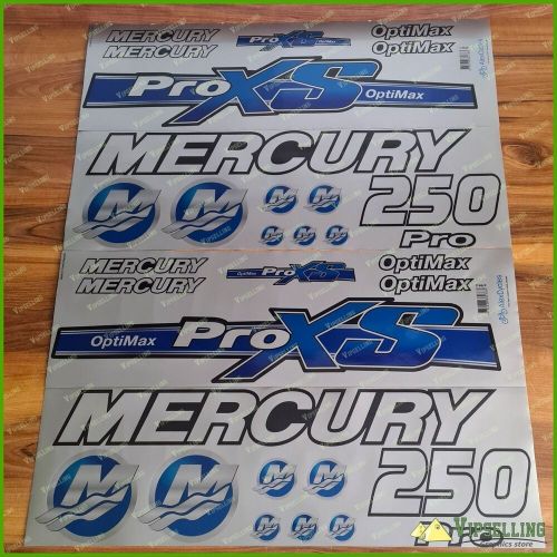 Mercury 250 hp optimax proxs outboadrs motor blue silver decals stickers kit