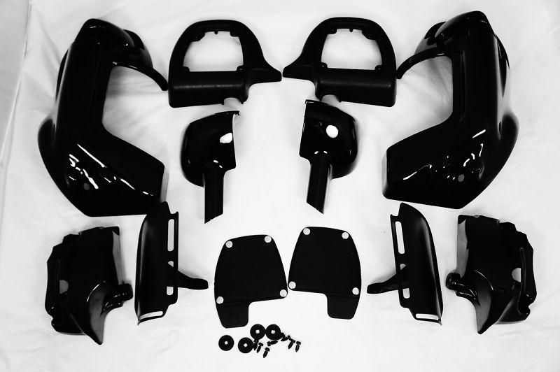 Black fits hd lower vented fairing w/ quick release cnc mounting brackets 