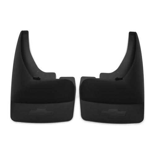 07-14 tahoe rear molded splash mud guards black grained w/ bowtie logo 19212821