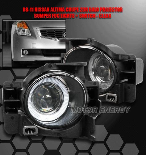 2008-2011 nissan altima 2dr coupe halo projector bumper chrome fog lights+switch