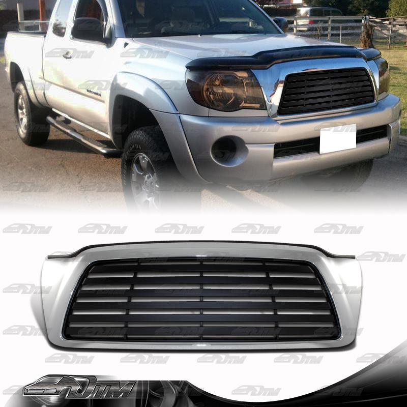 2005-2009 toyota tacoma jdm style chrome horizontal abs plastic front grille