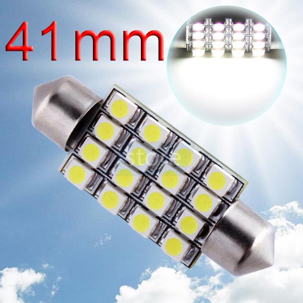 41mm 16 smd pure white dome festoon led car light bulb lamp